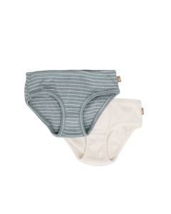 lunilou panties girls stripes silver blue/off white 2 pack 92/98