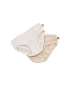 lunilou panties girls stripes sand/off white 2 pack 128/134