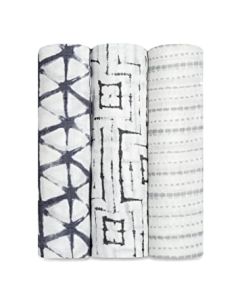 Aden+Anais komplet 3 pelene za povijanje 120x120 Pebble Shibori