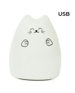 Rabbit & Friends Silikonska LED svjetiljka - Mačka bijela USB
