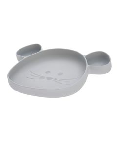 Lässig Silikonski tanjur Little Chums Mouse Gray