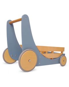 Drveni spremnik za igračke i vježbanje hodanja Cargo Walker Slate Blue