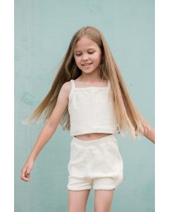 lunilou French terry towel girls retro shorts off white