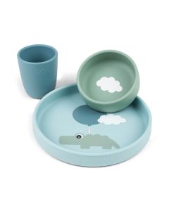 Done by Deer - Silikonski set za hranjenje Happy clouds, Blue