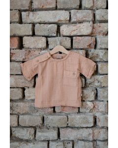 lunilou Muslin girls shirt short sleeve Maple Sugar