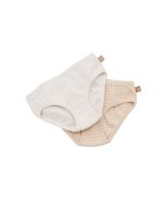 lunilou panties girls stripes sand/off white 2 pack 104/110